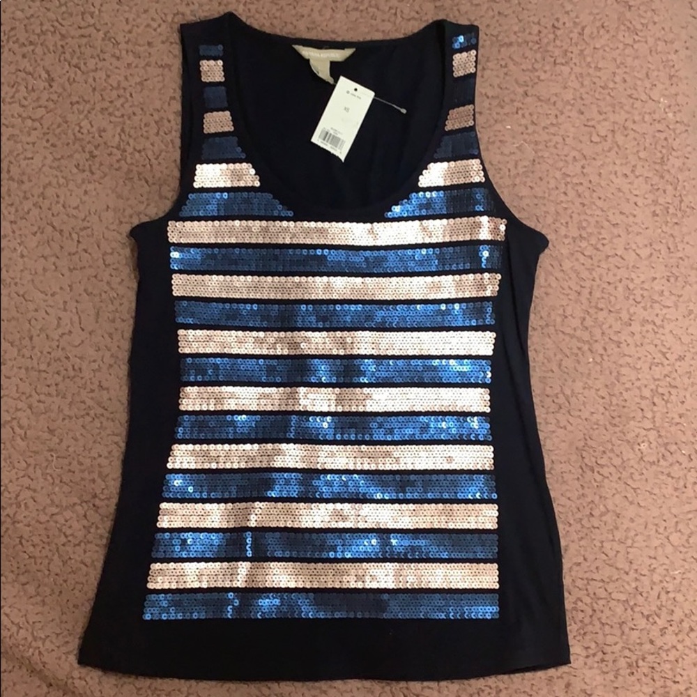 Banana Republic Navy Blue Tank Top with Sequins
